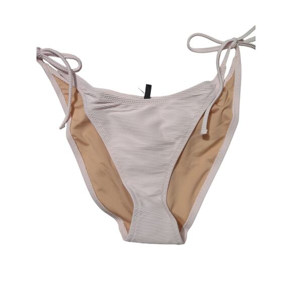 J. Crew Curved Waist Ribbed Cheeky String Bikini Bottom Medium Baby Pink Beach - Picture 1 of 4
